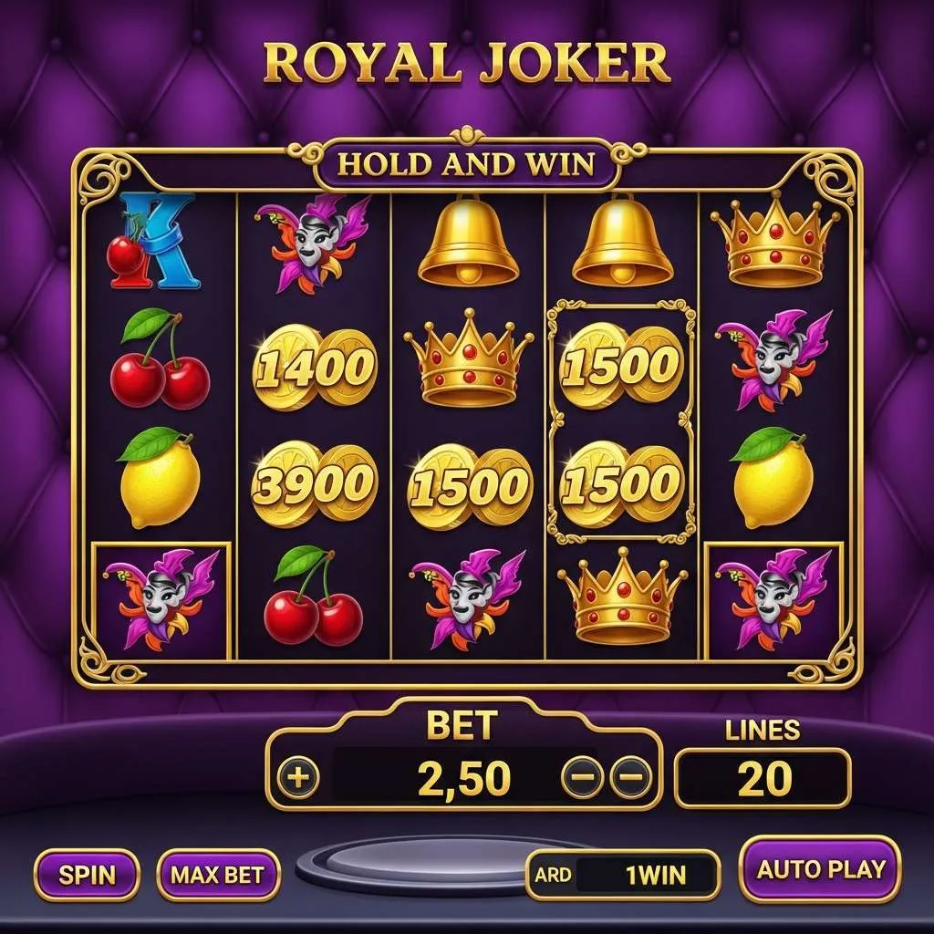 Royal Joker: Hold and Win Gra slotowa Royal Joker: bębny z symbolami koron, jokerów i owoców