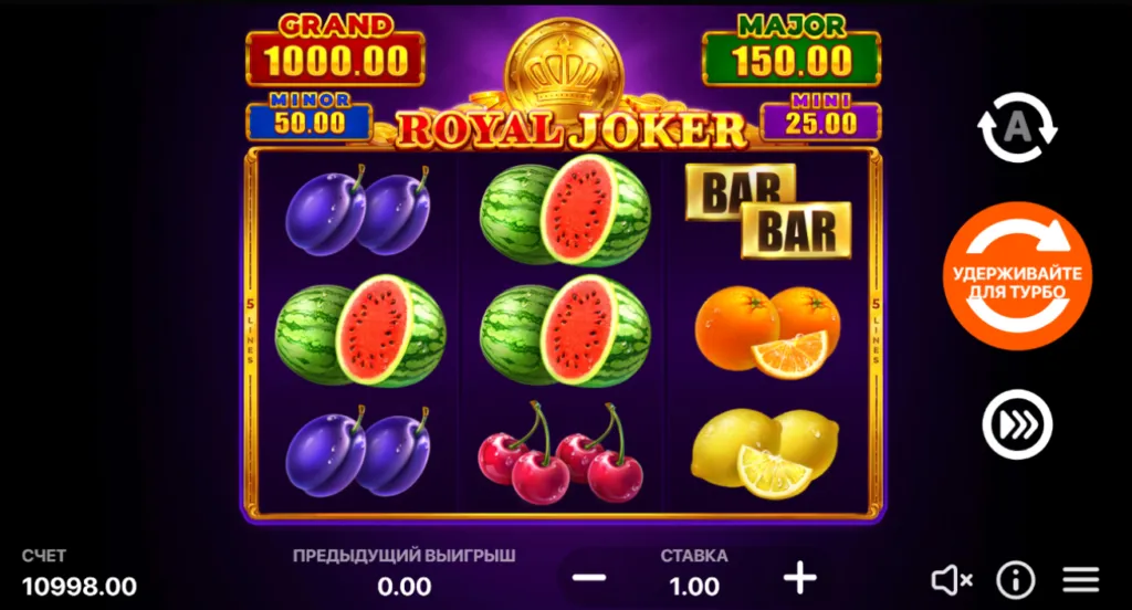 Royal Joker: Hold and Win Slot maszyna Royal Joker z owocowymi symbolami i jackpotami